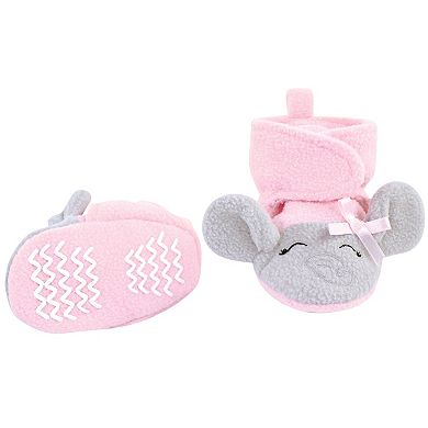 Hudson Baby Infant Girl Trapper Hat, Mitten and Bootie Set, Pink Gray Elephant