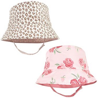 Hudson Baby Infant Girl Sun Protection Hat, Blush Rose Leopard, 12-24 Months
