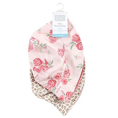 Hudson Baby Infant Girl Sun Protection Hat, Blush Rose Leopard, 12-24 Months