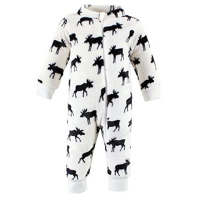 Hudson Baby Infant Boy Plush Jumpsuits, Black Moose