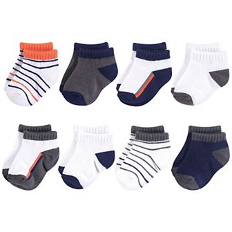 Yoga Sprout Baby Boy Socks, Orange Charcoal 8-Pack