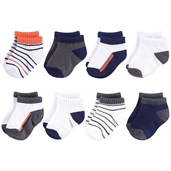 Yoga Sprout Baby Boy Socks, Orange Charcoal 8-Pack, 0-6 Months