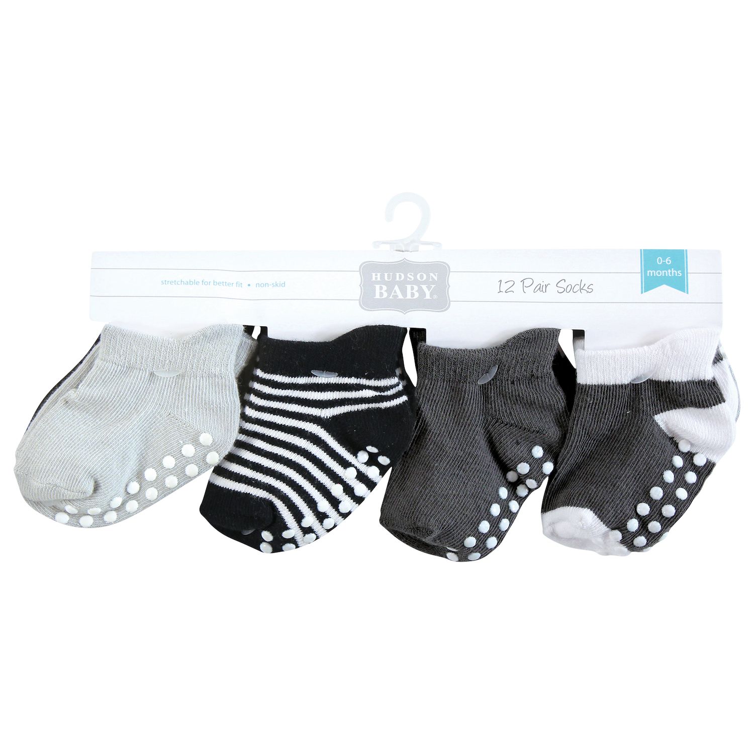 Hudson Baby Unsex Baby Non-skd No-show Socks, 12 Pars, Gray, 6-12
