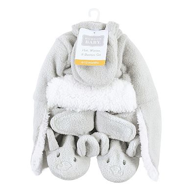 Hudson Baby Unisex Baby Trapper Hat, Mitten and Bootie Set, Gray Elephant