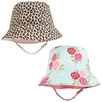Hudson Baby Infant Girl Sun Protection Hat, Mint Floral Leopard