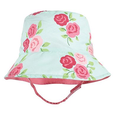 Hudson Baby Infant Girl Sun Protection Hat, Mint Floral Leopard