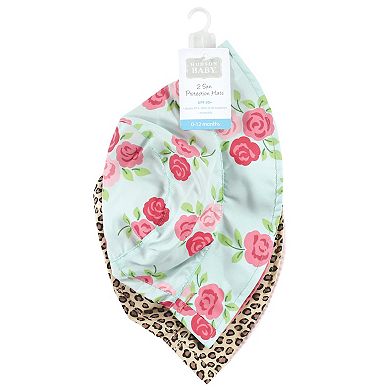 Hudson Baby Infant Girl Sun Protection Hat, Mint Floral Leopard