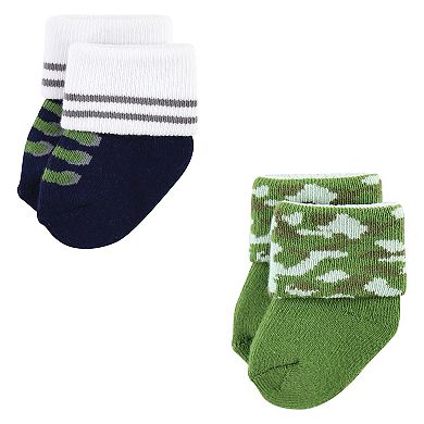Luvable Friends Infant Boy Newborn and Baby Terry Socks, Camo