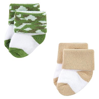 Luvable Friends Infant Boy Newborn and Baby Terry Socks, Camo