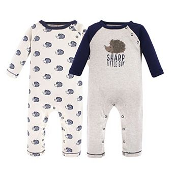Touched by Nature Baby Boy Organic Cotton Coveralls 2 pk Hedgehog, 0-3 Months