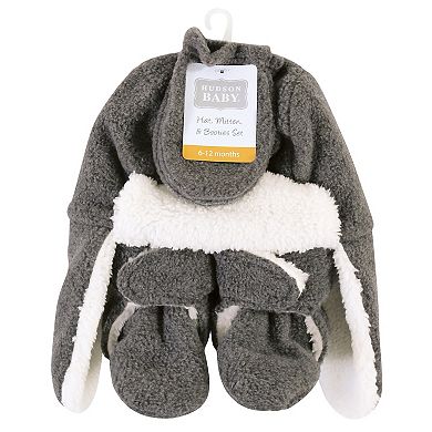 Hudson Baby Unisex Baby Trapper Hat, Mitten and Bootie Set, Heather Charcoal