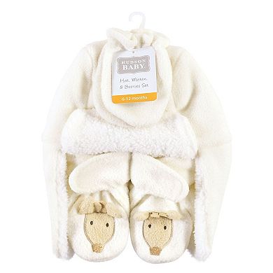 Hudson Baby Unisex Baby Trapper Hat, Mitten and Bootie Set, Giraffe