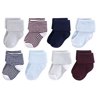 Luvable Friends Baby Boy Fun Essential Socks, Navy Light Blue