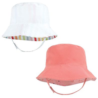 Hudson Baby Infant Girl Sun Protection Hat, Flamingo Rainbow Stripe