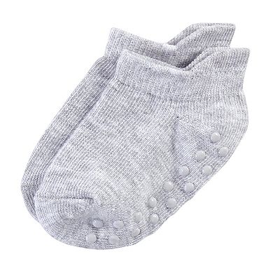 Touched by Nature Baby and Toddler Boy Organic Cotton Socks with Non-Skid Gripper for Fall Resistance, Solid Blue Black