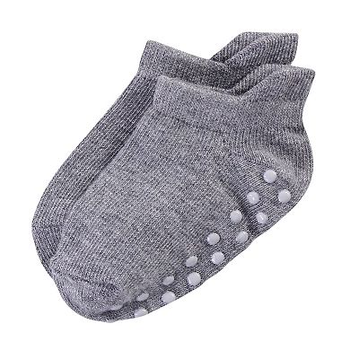 Touched by Nature Baby and Toddler Boy Organic Cotton Socks with Non-Skid Gripper for Fall Resistance, Solid Blue Black