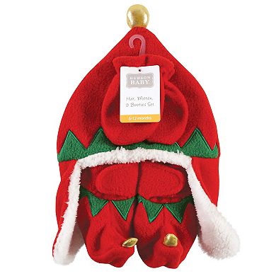 Hudson Baby Trapper Hat, Mitten and Bootie Set, Red Elf