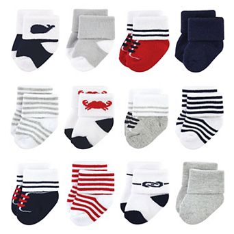 Luvable Friends Infant Boy Newborn and Baby Terry Socks, Nautical, 0-6 Months