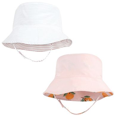 Hudson Baby Infant Girl Sun Protection Hat, Oranges Stripe