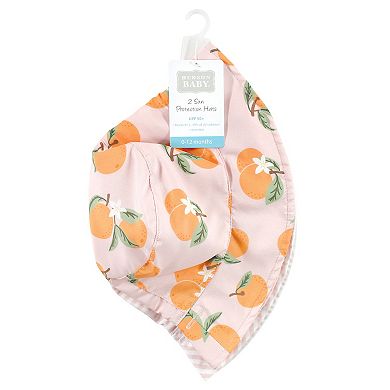 Hudson Baby Infant Girl Sun Protection Hat, Oranges Stripe