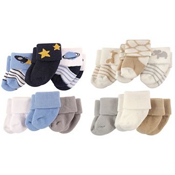 Infant Boy Cotton Terry Socks, 12 pc Space Safari, 0-3 Months