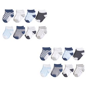 Luvable Friends Infant Boy Fun Essential Socks, Gray Blue Chevron 16 pc