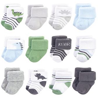 Infant Boy Cotton Rich Newborn and Terry Socks, Boy Dino, 0-3 Months