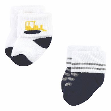 Luvable Friends Infant Boy Newborn and Baby Terry Socks, Bulldozer