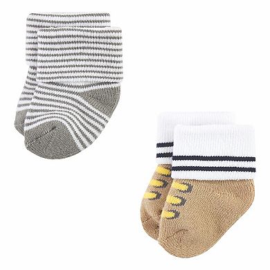 Luvable Friends Infant Boy Newborn and Baby Terry Socks, Bulldozer