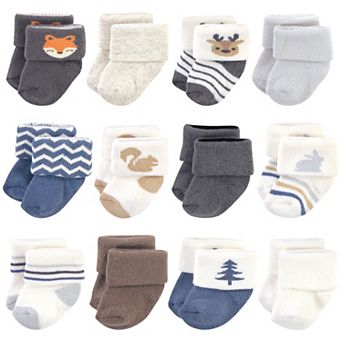 Infant Boy Cotton Rich Newborn and Terry Socks, Boy Woodland, 0-3 Months