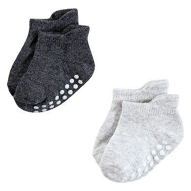 Hudson Baby Infant Boy Non-Skid No-Show Socks, Black White