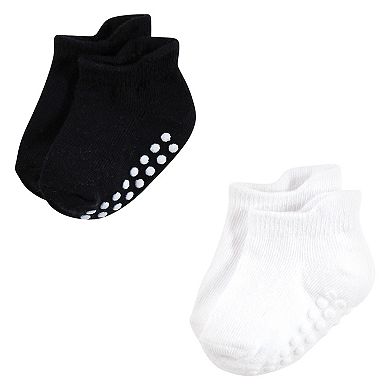 Hudson Baby Infant Boy Non-Skid No-Show Socks, Black White