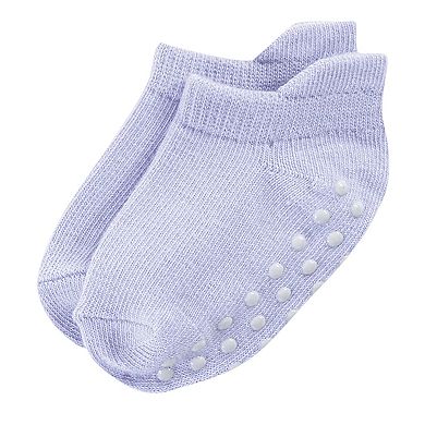 Touched by Nature Baby and Toddler Girl Organic Cotton Socks with Non-Skid Gripper for Fall Resistance, Solid Pink Coral