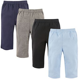 Luvable Friends Baby and Toddler Boy Cotton Pants 4 pk Boy Solid