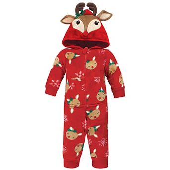 Hudson Baby Infant Girl Plush Jumpsuits, Girl Holiday Reindeer