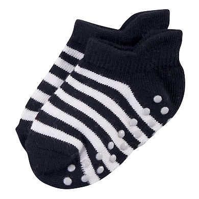 Touched by Nature Baby and Toddler Girl Organic Cotton Socks with Non-Skid Gripper for Fall Resistance, Pink Black