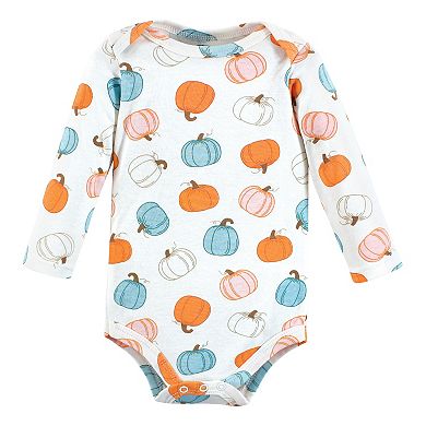Hudson Baby Infant Girl Cotton Long-Sleeve Bodysuits, Happy Fall 7-Pack