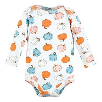 Hudson Baby Infant Girl Cotton Long-Sleeve Bodysuits, Happy Fall 7-Pack, 0-3 Months