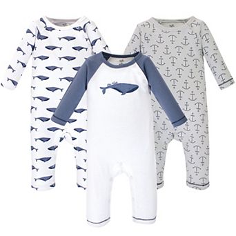 Touched by Nature Baby Organic Cotton Coveralls 3 pk Blue Whale