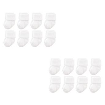 Luvable Friends Unisex Baby Newborn and Baby Terry Socks, White 16 pc