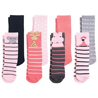 Hudson Baby Infant Girl Cotton Rich Knee-High Socks, Safari Girl