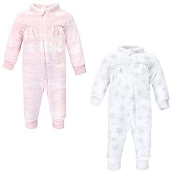 Hudson Baby Toddler Girls Plush Jumpsuits, Snowflakes