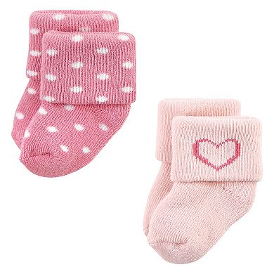 Hudson Baby Infant Girls Cotton Rich Newborn and Terry Socks, Modern Rainbow