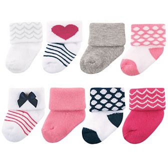 Luvable Friends Baby Girl Newborn and Baby Terry Socks, Bow