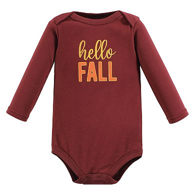 Hudson Baby Infant Girl Cotton Long-Sleeve Bodysuits, Hello Fall