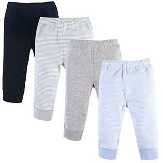 Luvable Friends Baby and Toddler Boy Cotton Pants 4 pk Powder Blue Stripe