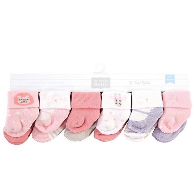 Infant Girl Cotton Rich Newborn and Terry Socks, Girl Safari, 0-3 Months
