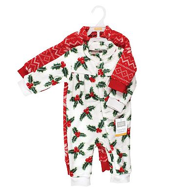 Hudson Baby Infant Girls Plush Jumpsuits, Holly, 18-24 Months