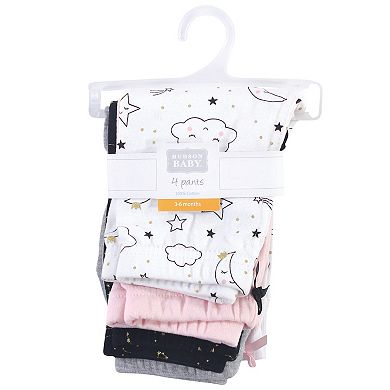 Hudson Baby Infant and Toddler Girl Cotton Pants 4pk, Dreamer