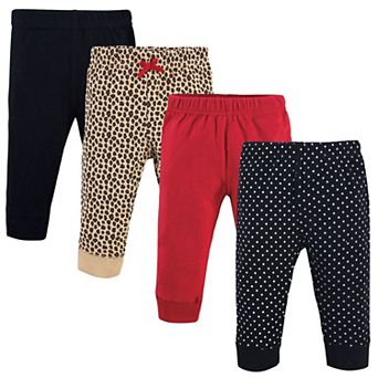 Hudson Baby Infant and Toddler Girl Cotton Pants 4 pk Basic Leopard